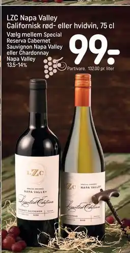 REMA 1000 LZC Napa Valley Californisk rød- eller hvidvin, 75 cl, DKK 99 tilbud