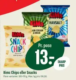 Min Købmand Kims Chips eller Snacks, DKK 13 tilbud