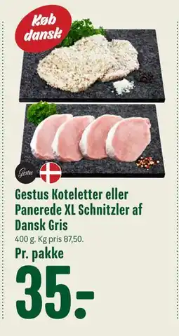 Min Købmand Gestus Koteletter eller Panerede XL Schnitzler af Dansk Gris, DKK 35 tilbud