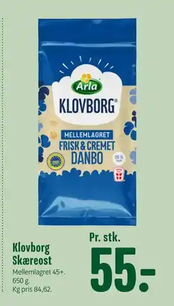 Min Købmand Klovborg Skæreost, DKK 55 tilbud
