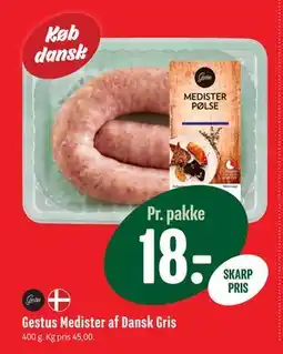 Min Købmand Gestus Medister af Dansk Gris, DKK 18 tilbud
