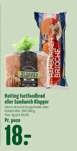 Min Købmand Hatting Fastfoodbrød eller Sandwich Klapper, DKK 18 tilbud