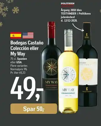 Føtex Bodegas Castaño Colección eller My Way tilbud