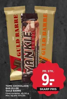 MENY TOMS CHOKOLADEBAR ELLER GULD BARRE, DKK 9 tilbud