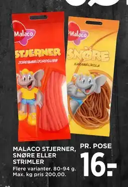 MENY MALACO STJERNER, SNØRE ELLER STRIMLER, DKK 16 tilbud