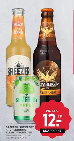 MENY BREEZER, SOMERSBY, KRONENBOURG ELLER GRIMBERGEN, DKK 12 tilbud