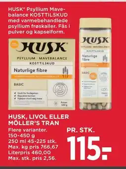 MENY HUSK, LIVOL ELLER MÖLLER’S TRAN, DKK 115 tilbud