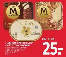 MENY MAGNUM ISPINDE ELLER CARTE D’OR I BÆGER, DKK 25 tilbud