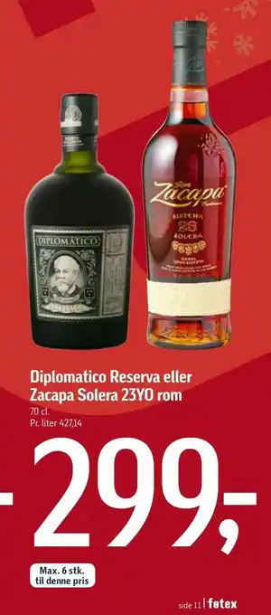 Føtex Diplomatico Reserva eller Zacapa Solera 23YO rom tilbud
