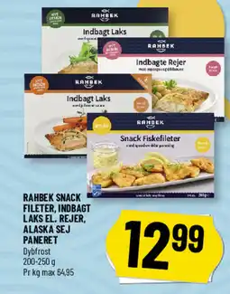Løvbjerg RAHBEK Snack fileter, indbagt laks el. rejer, alaska sej paneret tilbud