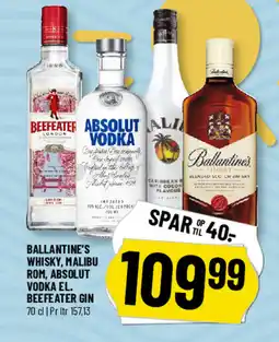 Løvbjerg Ballantine's whisky, malibu rom, absolut vodka el. beefeater gin tilbud