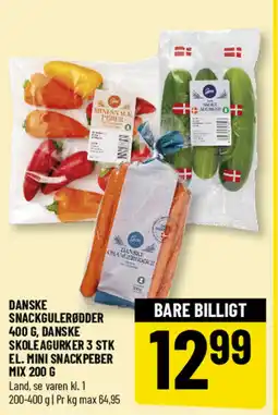 Løvbjerg Danske snackgulerødder danske skole agurker 3 stk el. mini snackpeber mix tilbud
