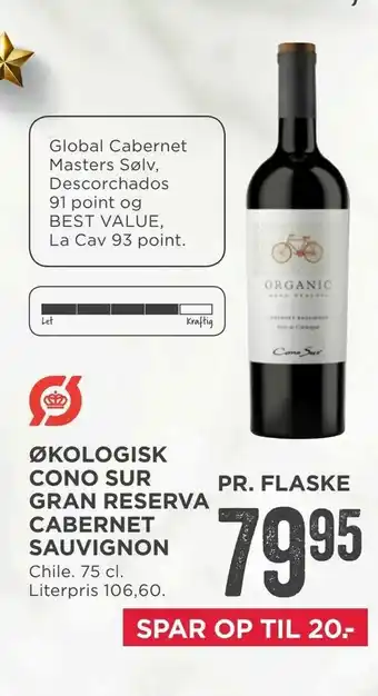 MENY Økologisk cono sur gran reserva cabernet sauvignon tilbud