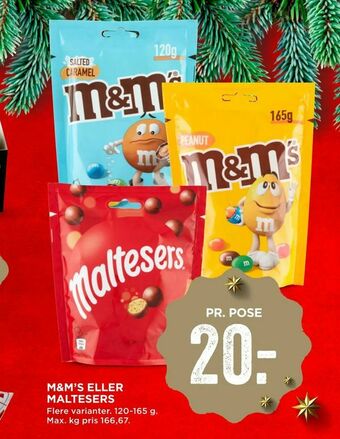 MENY M&m's eller maltesers tilbud