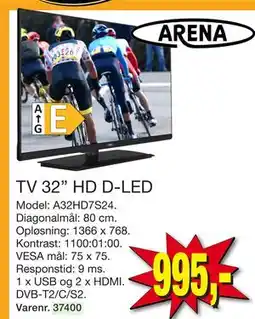 Harald Nyborg TV 32” HD D-LED, DKK 995 tilbud