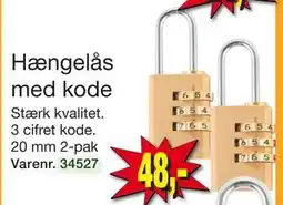 Harald Nyborg Hængelås med kode, DKK 48 tilbud