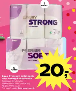 Kvickly Coop Premium toiletpapir eller Luxury køkkenrulle tilbud