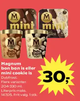 Kvickly Magnum bon bon is eller mini cookie is Dybfrost. tilbud