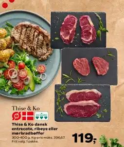 Kvickly Thise & Ko dansk entrecote, ribeye eller mørbradbøffer tilbud