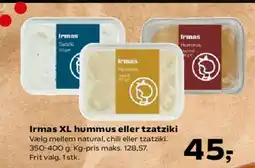 Kvickly Irmas XL hummus eller tzatziki tilbud