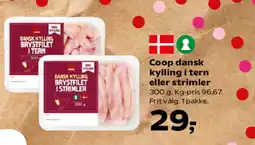 Kvickly Coop dansk kylling i tern eller strimler tilbud