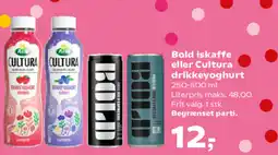 Kvickly Bold iskaffe eller Cultura drikkeyoghurt tilbud
