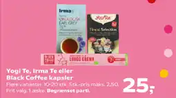 Kvickly Yogi Te, Irma Te eller Black Coffee kapsler tilbud