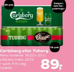 Kvickly Carlsberg eller Tuborg tilbud