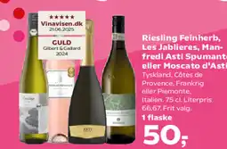 Kvickly Riesling Feinherb, Les Jablieres, Man- fredi Asti Spumante eller Moscato d'Asti Tyskland, Côtes de tilbud