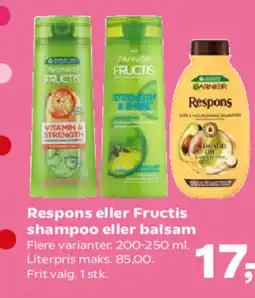 Kvickly Respons eller Fructis shampoo eller balsam tilbud