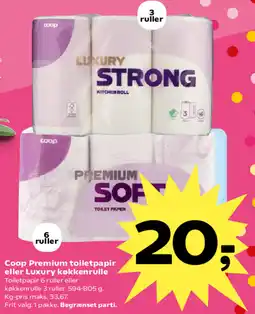 SuperBrugsen Coop Premium toiletpapir eller Luxury køkkenrulle tilbud