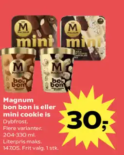 SuperBrugsen Magnum bon bon is eller mini cookie is Dybfrost. tilbud