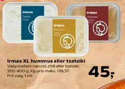 SuperBrugsen Irmas XL hummus eller tzatzik tilbud