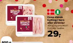 SuperBrugsen Coop dansk kylling i tern eller strimler tilbud