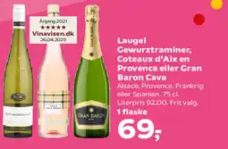 SuperBrugsen Laugel Gewurztraminer, Coteaux d'Aix en Provence eller Gran Baron Cava tilbud