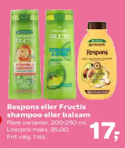 SuperBrugsen Respons eller Fructis shampoo eller balsam tilbud
