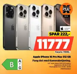 Power Apple iPhone 16 Pro Max 512 GB Fang det med Kamerabetjening. tilbud