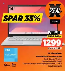 Power Asus 14" Chromebook Militærklassificeret holdbarhed tilbud