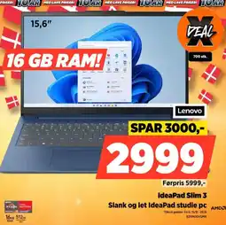 Power Lenovo IdeaPad Slim 3 Slank og let IdeaPad studie pc tilbud
