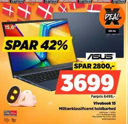 Power ASUS Vivobook 15 Militærklassificeret holdbarhed tilbud