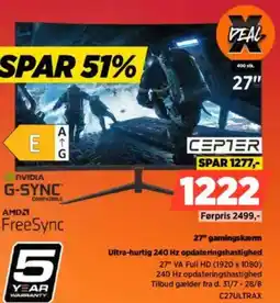Power CEPTER 27" gamingskærm Ultra-hurtig 240 Hz opdateringshastighed tilbud