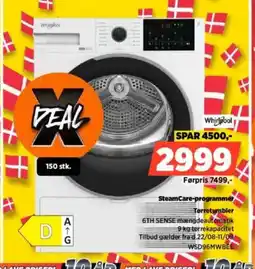 Power Whirlpool SteamCare-programmer Tørretumbler tilbud