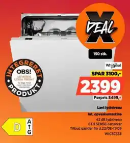 Power Whirlpool Lavt lydniveau Int. opvaskemaskine tilbud