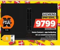 Power SIEMENS Home Connect-app-betjening 80 cm induktionsemhætte tilbud