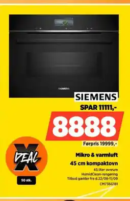 Power SIEMENS Mikro & varmluft 45 cm kompaktovn tilbud