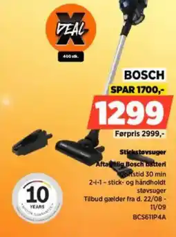 Power BOSCH Stickstøvsuger Aftagelig Bosch batteri tilbud