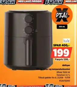Power Kulz airfryer trinies timer og temperaturkontrol tilbud