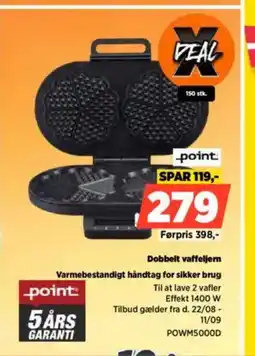 Power Point dobbelt vaffeljern varmebestandigt håndtag for sikker brug tilbud