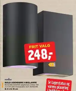 jem & fix ROLD UDENDØRS VÆGLAMPE, DKK 248 tilbud