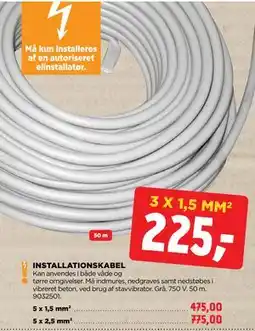 jem & fix INSTALLATIONSKABEL 3 X 1,5 MM tilbud